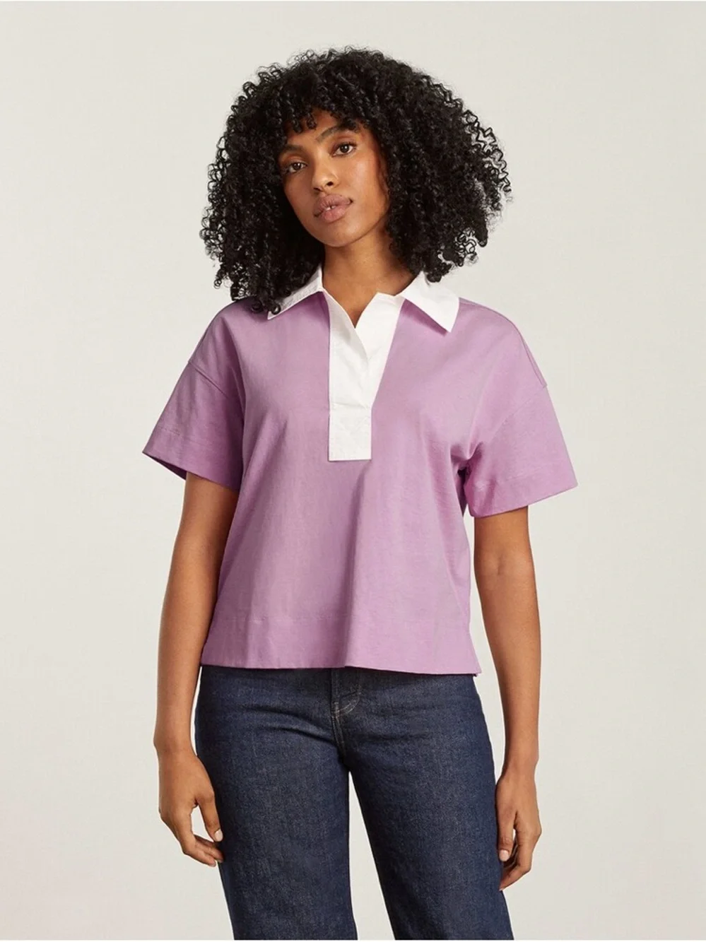 Everlane The Retro Jersey Polo- Mauve/Bone - Picture 1 of 11